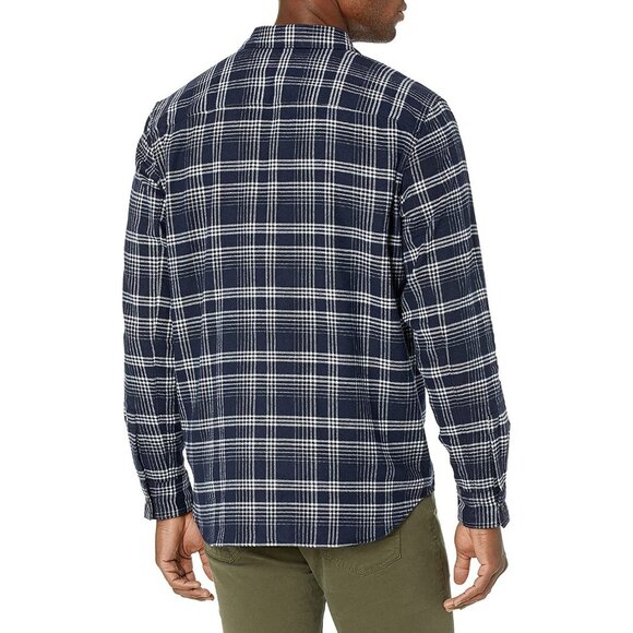 Theory Mens Noll Np.Twill Flannel Size M Baltic/White Button Down Shirts - Picture 2 of 2